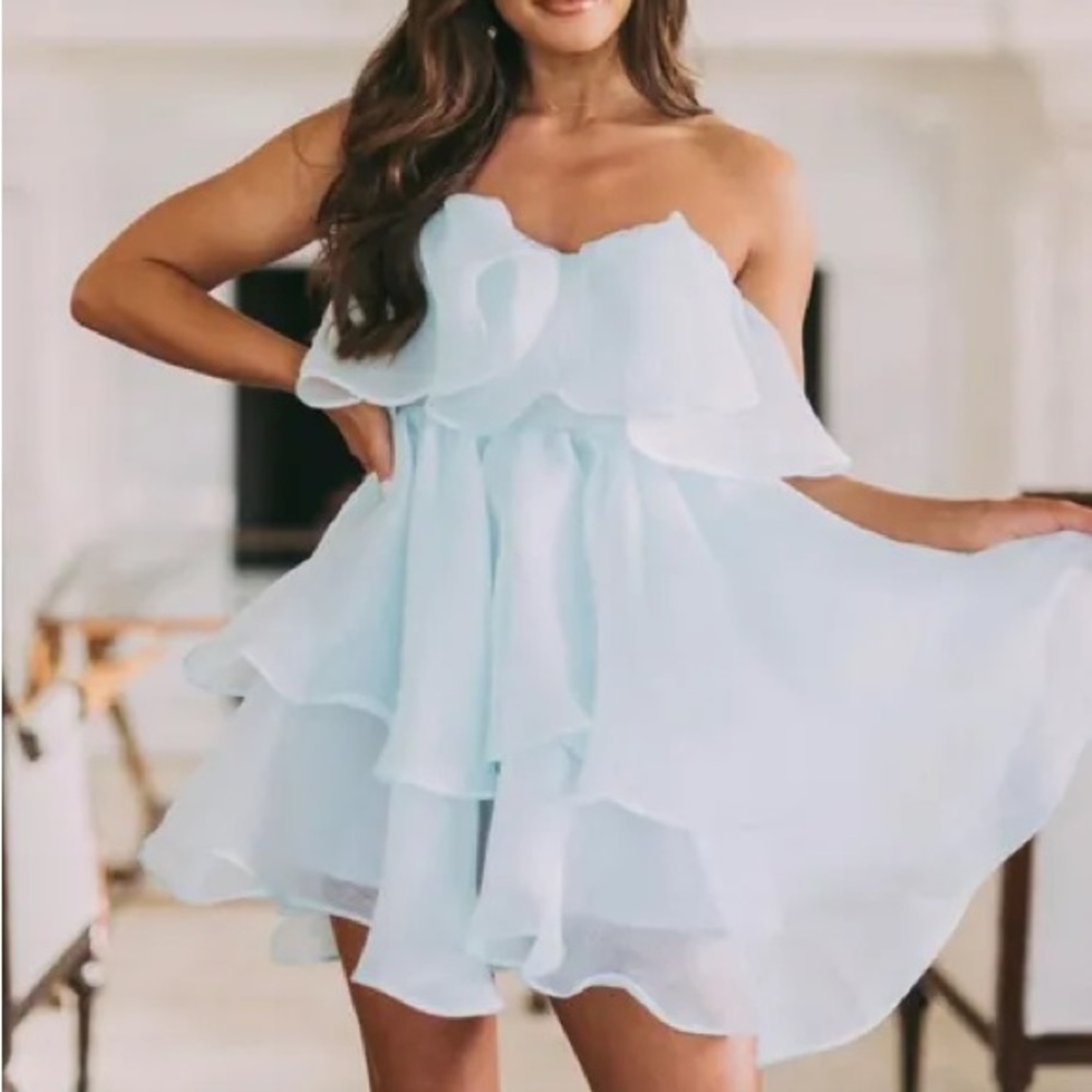 These Three Organza Tiered Ruffle Dress